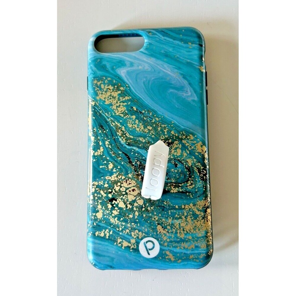 Loopy Turquoise & Gold Marble Case iPhone 6, 7 &8 Plus - LEFTY (no storage bag)